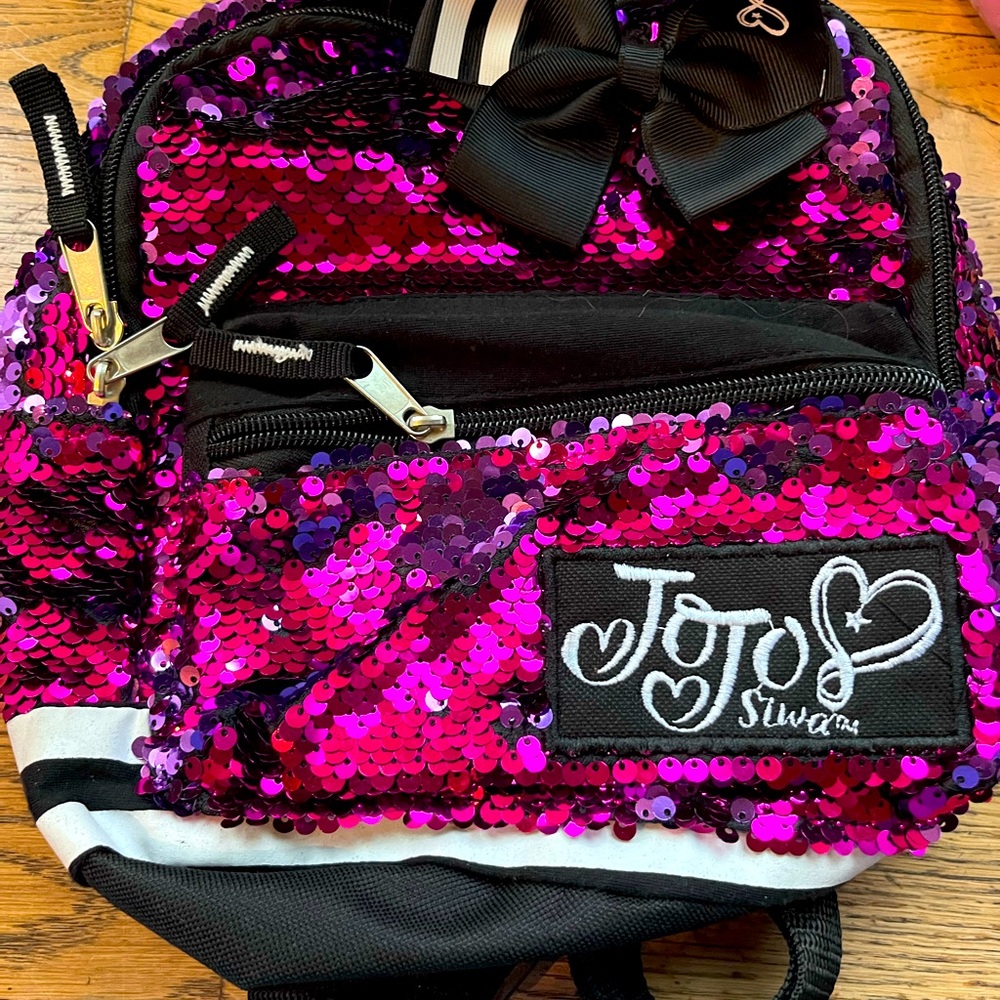 Girls JoJo Siwa backpack purse - sequin -pink and black - like new